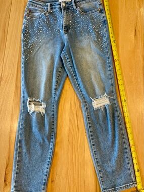 Judy Blue Light Blue Rhinestone High-Rise Skinny Jeans